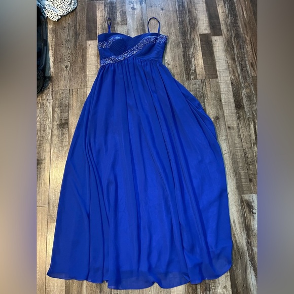 JS Collections Strapless Beaded Ruched Empire Waist Chiffon Size 6 - Picture 2 of 7